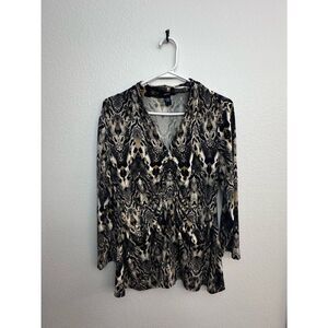 Alfani Rouched Animal Print Top - Large